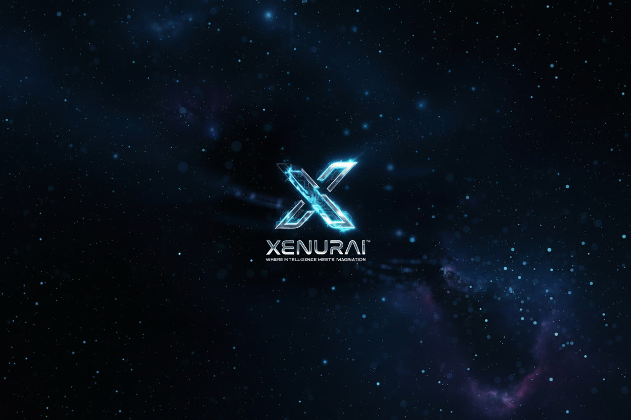Logo of XENURAI with futuristic design on a dark background