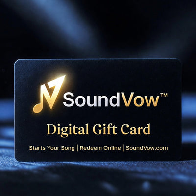 SoundVow digital gift card on a dark background